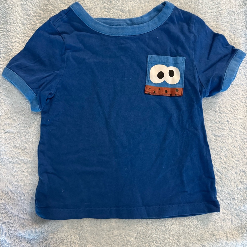 Blue Kids Cookie Monster T-Shirt with Fun Pocket Design